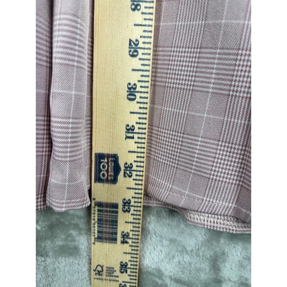 The Silhouette Pink Plaid Shirt Dress Dark Academia Heritage Tie Belt Pleated - Picture 11 of 16